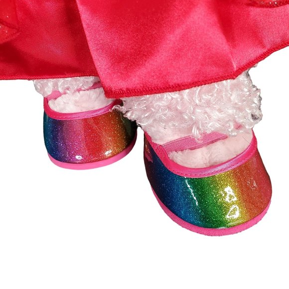 BABW Build a Bear Workshop Pink Poodle Plush Dog Glitter Rainbow Shoes Red Dress - Picture 10 of 11
